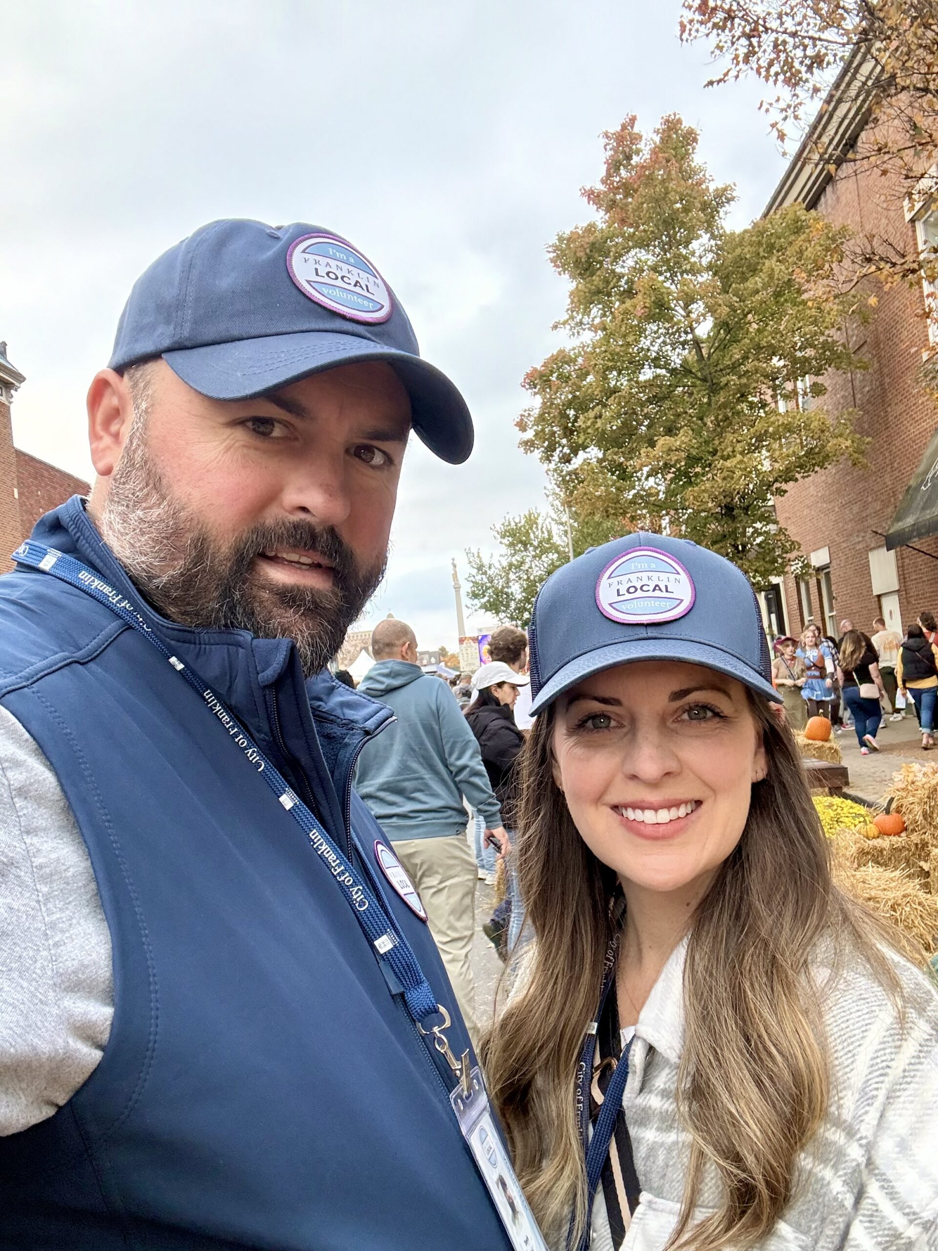 T.J. and Kelli volunteering with downtown businesses.