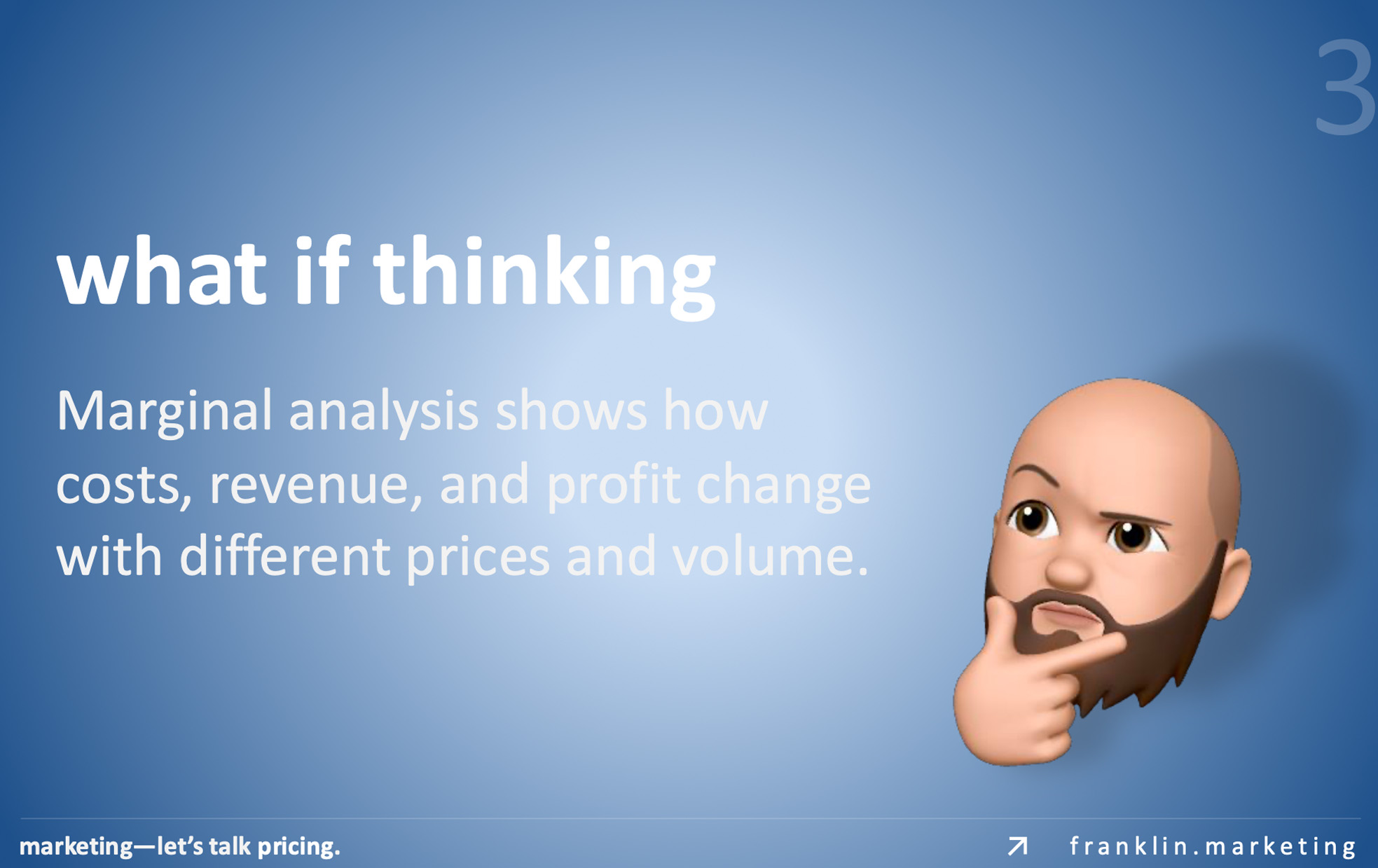 Workshop slide teaching what-if thinking through marginal analysis