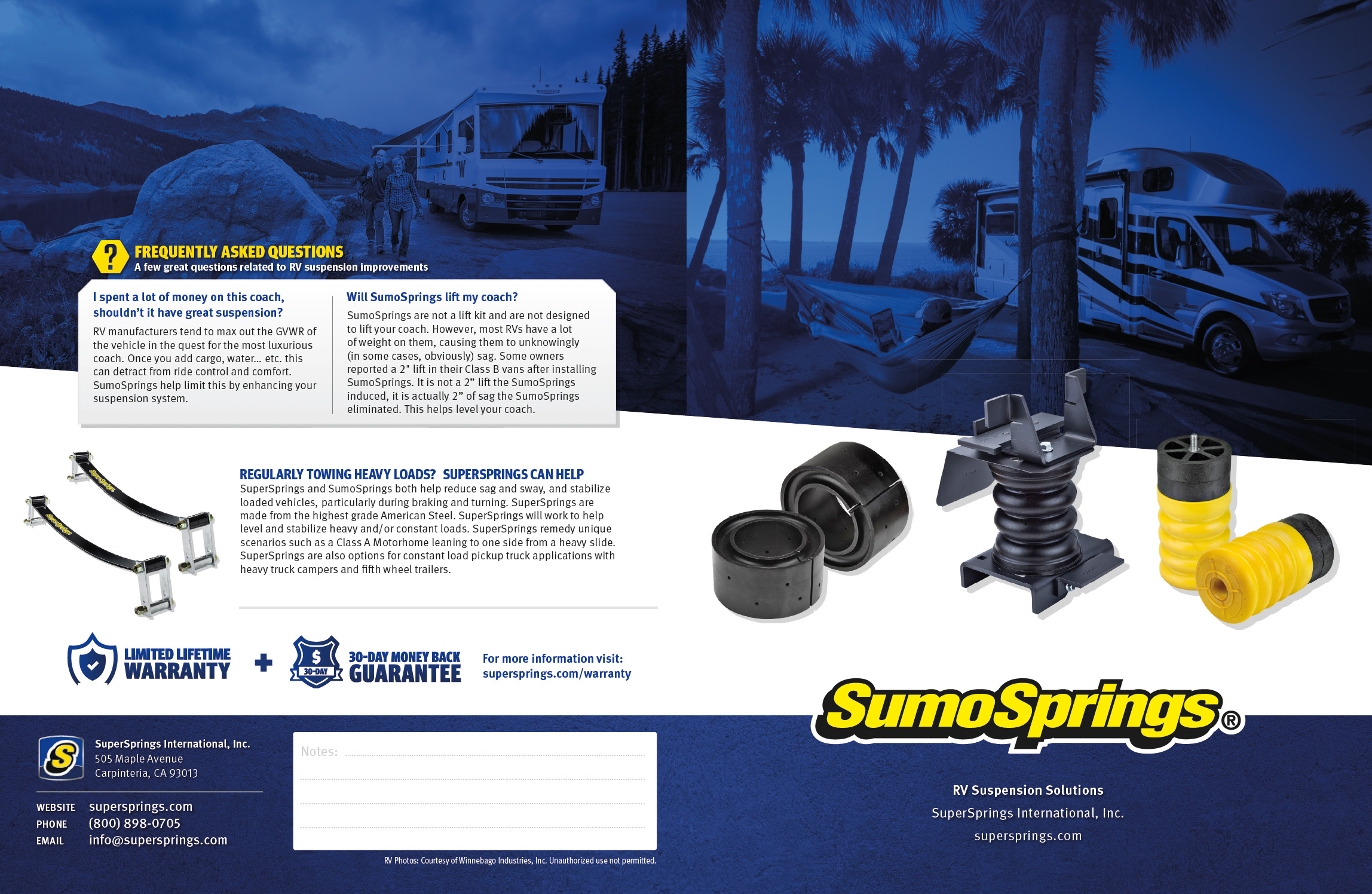 SuperSprings product handout for RV owners