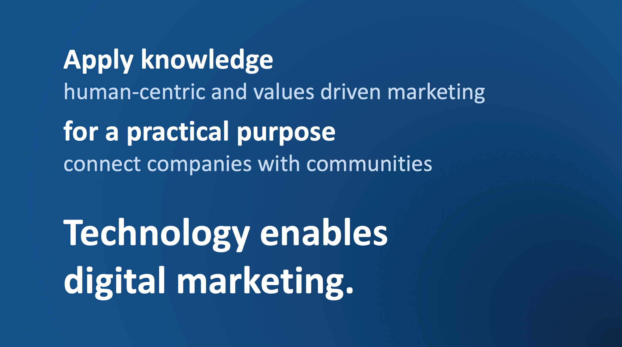 A slide showing technology enables digital marketing