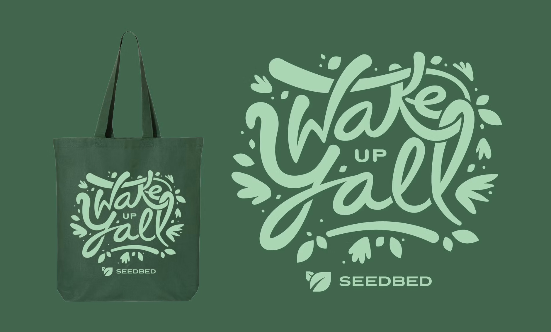 Wake Up, Y'all tote bag showing the display typeface in use